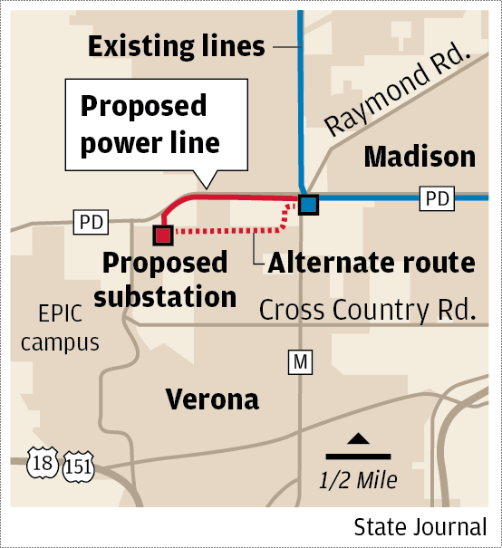 Verona high voltage power line map